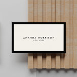 Carte De Visite Boutique de luxe minimaliste noir/ivoire<br><div class="desc">Un design élégant et raffiné rehausse votre nom ou votre nom commercial grâce à un style minimaliste et moderne. La fine bordure noire est fondée sur un fond ivoire pour donner une touche de luxe à ce modèle de conception de carte de visite classique. © 1201AM CREATIVE</div>