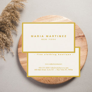 Carte De Visite Boutique de Luxe Minimaliste Or/Ivoire