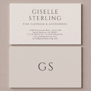 Carte De Visite Boutique de Luxe Minimaliste Taupe Neutre