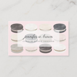 Carte De Visite Boutique de Macarons Artisanaux Tons Terreux Roses