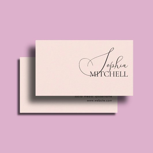 Carte De Visite Boutique de Maquillage Féminin Script Minimal Rose