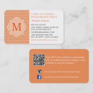 Carte De Visite Boutique de mode à pois orange