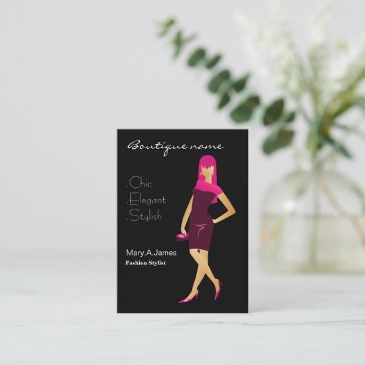 Carte De Visite boutique de mode chic rose (Debout devant)
