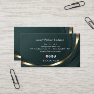 Carte De Visite Boutique de mode de luxe vert foncé or