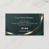 Carte De Visite Boutique de mode de luxe vert foncé or (Devant)