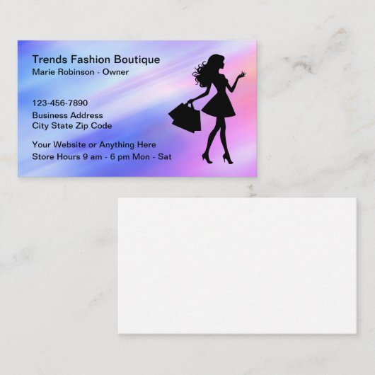 Carte De Visite Boutique de mode féminine chic (Devant / Derrière)