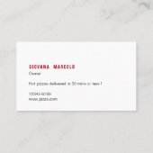Carte De Visite Boutique de pizza (Dos)
