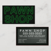 Carte De Visite boutique de prêteur sur gages : signe vert (Devant / Derrière)