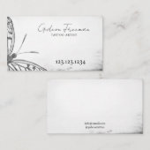 Carte De Visite Boutique de tatouage à papillon noir et blanc fonc (Devant / Derrière)
