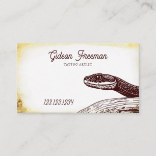 Carte De Visite Boutique de tatouage de serpent Brown foncé vintag