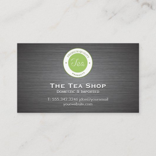 Carte De Visite Boutique de thé | Arrière - plan métallique (Devant)