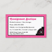 Carte De Visite Boutique de vêtements de léopard rose Girly (Dos)
