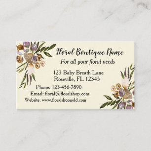 Carte De Visite Boutique d'élégance florale d'or