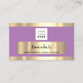 Carte De Visite Boutique d'or QR CODE Logo violet (Devant)