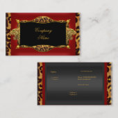 Carte De Visite Boutique élégante Leopard Red Black Gold 6 (Devant / Derrière)