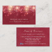 Carte De Visite Boutique élégante Red Luxe Bokeh Sparkle (Devant / Derrière)