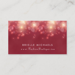 Carte De Visite Boutique élégante Red Luxe Bokeh Sparkle