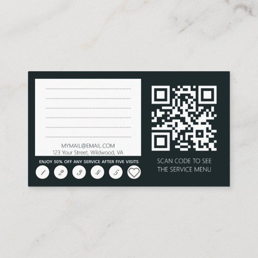 Carte De Visite Boutique en coiffure 3in1 QRCode (Dos)