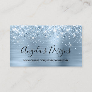 Carte De Visite Boutique en ligne Glitt Light Blue Faux Foil