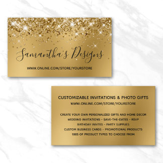 Carte De Visite Boutique en ligne Glittery Gold Blur
