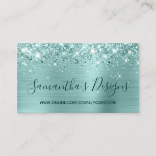 Carte De Visite Boutique en ligne Glittery Pale Turquoise