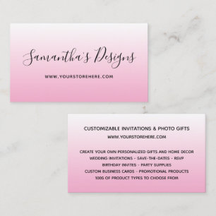 Carte De Visite Boutique en ligne ombré du blanc au rose clair