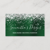 Carte De Visite Boutique en ligne Parties scintillant argent vert  (Devant)