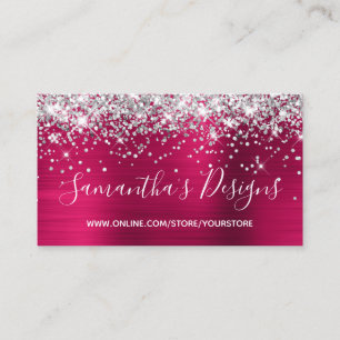 Carte De Visite Boutique en ligne Parties scintillant d'argent vin