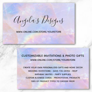 Carte De Visite Boutique en ligne Quartz pastel rose et bleu