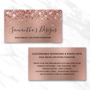 Carte De Visite Boutique en ligne Rose Gold Pailleté Flou