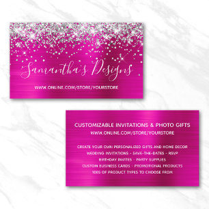 Carte De Visite Boutique en ligne Strass Argent Rose Chaud Brillan