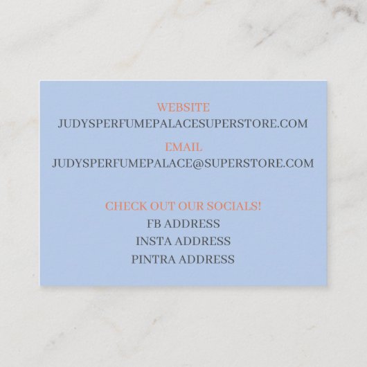 Carte De Visite Boutique/Fabricant/Conception Bouteille de parfum (Dos)