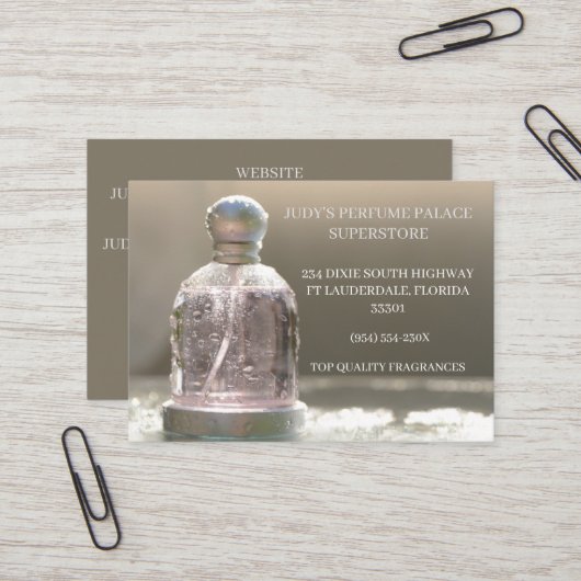 Carte De Visite Boutique/Fabricant/Conception Bouteille de parfum (Devant/Arrière en situation)