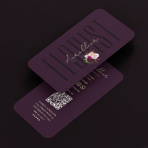Carte De Visite Boutique fleuriste moderne Botaniste Bouquet Luxe