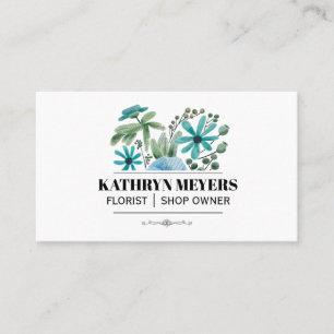 Carte De Visite Boutique Fleurs Fleurs bleues
