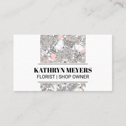 Carte De Visite Boutique Fleurs | Motif de fleurs botaniques (Devant)