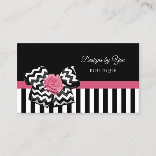 Carte De Visite Boutique Girls Rose Rose Cute Chevron Bow (Devant)