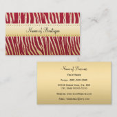 Carte De Visite Boutique Glamour Rouge et Or Tiges (Devant / Derrière)