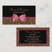 Carte De Visite Boutique Gold Leopard Fur Chic Mauve Rose Bow (Devant / Derrière)