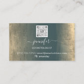 Carte De Visite Boutique Green Gold Fleurs QRCode (Dos)