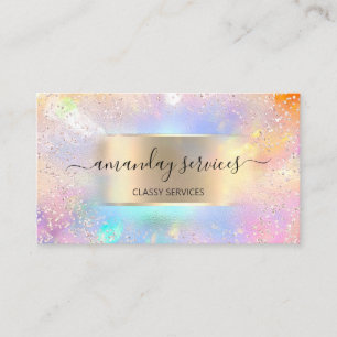 Carte De Visite Boutique Holographe Makeup Gold Confetti Rose