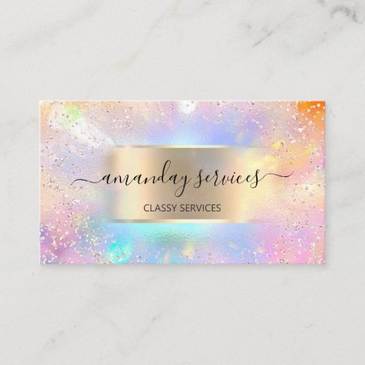 Carte De Visite Boutique Holographe maquillage or Confetti Boutiqu (Devant)