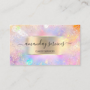 Carte De Visite Boutique Holographic Makeup Gold Confetti