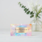 Carte De Visite Boutique Holographique Ocean Gold Confetti QR (Debout devant)