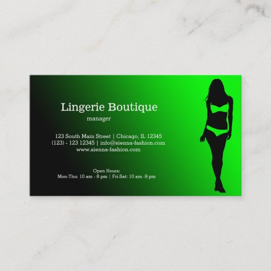 Carte De Visite Boutique Lingerie (Devant)