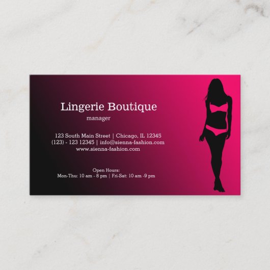 Carte De Visite Boutique Lingerie (Devant)