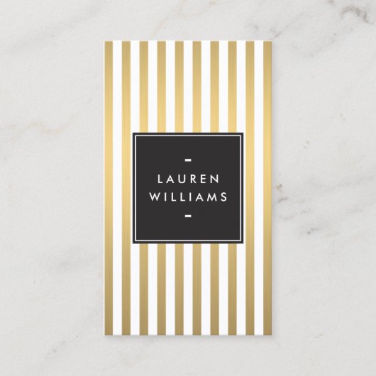 Carte De Visite Boutique Luxe Gold Stripes, Mode, Beauté (Devant)