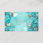 Carte De Visite Boutique luxueuse luxueuse fleurs d'or turquoise (Dos)