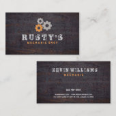 Carte De Visite Boutique mécanique de texture métallique rouillée (Devant / Derrière)
