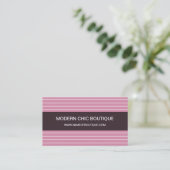 Carte De Visite Boutique Moderne Chic à Rayure Rose (Debout devant)
